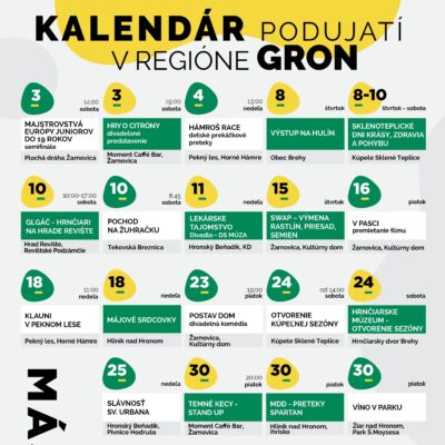 Kalendár podujati v regione gron maj 2025